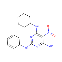 Nc1nc(Nc2ccccc2)nc(NC2CCCCC2)c1[N+](=O)[O-] ZINC000005026123