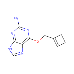 Nc1nc(OCC2=CCC2)c2nc[nH]c2n1 ZINC000013834528