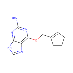 Nc1nc(OCC2=CCCC2)c2nc[nH]c2n1 ZINC000012354763