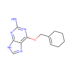 Nc1nc(OCC2=CCCCC2)c2nc[nH]c2n1 ZINC000013475143