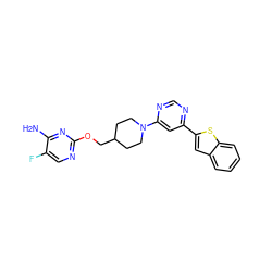 Nc1nc(OCC2CCN(c3cc(-c4cc5ccccc5s4)ncn3)CC2)ncc1F ZINC000049031733