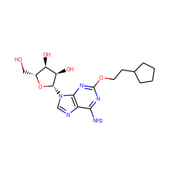 Nc1nc(OCCC2CCCC2)nc2c1ncn2[C@@H]1O[C@H](CO)[C@@H](O)[C@H]1O ZINC000013815088