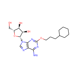 Nc1nc(OCCCC2CCCCC2)nc2c1ncn2[C@@H]1O[C@H](CO)[C@@H](O)[C@H]1O ZINC000013815066