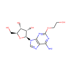 Nc1nc(OCCO)nc2c1ncn2[C@H]1O[C@@H](CO)[C@H](O)[C@@H]1O ZINC000049114598