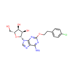 Nc1nc(OCCc2ccc(Cl)cc2)nc2c1ncn2[C@@H]1O[C@H](CO)[C@@H](O)[C@H]1O ZINC000003966398