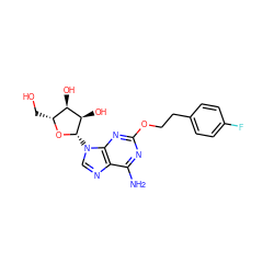 Nc1nc(OCCc2ccc(F)cc2)nc2c1ncn2[C@@H]1O[C@H](CO)[C@@H](O)[C@H]1O ZINC000013815134