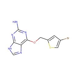 Nc1nc(OCc2cc(Br)cs2)c2nc[nH]c2n1 ZINC000013470184