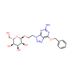 Nc1nc(OCc2ccccc2)c2nnn(CCO[C@@H]3O[C@@H](CO)[C@H](O)[C@H](O)[C@@H]3O)c2n1 ZINC000027332500