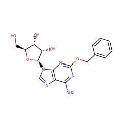 Nc1nc(OCc2ccccc2)nc2c1ncn2[C@H]1O[C@@H](CO)[C@H](O)[C@@H]1O ZINC000048999137