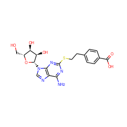 Nc1nc(SCCc2ccc(C(=O)O)cc2)nc2c1ncn2[C@@H]1O[C@H](CO)[C@@H](O)[C@H]1O ZINC000084707856