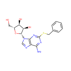 Nc1nc(SCc2ccccc2)nc2c1ncn2[C@@H]1O[C@H](CO)[C@@H](O)[C@H]1O ZINC000034229811