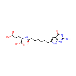 Nc1nc2[nH]c(CCCCCCC(=O)N[C@@H](CCC(=O)O)C(=O)O)cc2c(=O)[nH]1 ZINC000103278182