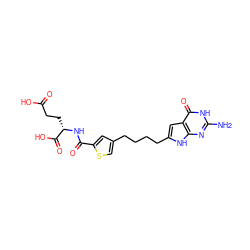 Nc1nc2[nH]c(CCCCc3csc(C(=O)N[C@@H](CCC(=O)O)C(=O)O)c3)cc2c(=O)[nH]1 ZINC000095580678