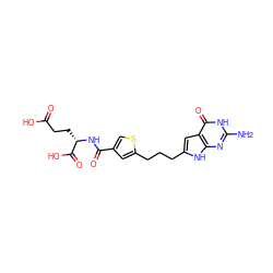 Nc1nc2[nH]c(CCCc3cc(C(=O)N[C@@H](CCC(=O)O)C(=O)O)cs3)cc2c(=O)[nH]1 ZINC000116645807