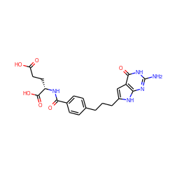 Nc1nc2[nH]c(CCCc3ccc(C(=O)N[C@@H](CCC(=O)O)C(=O)O)cc3)cc2c(=O)[nH]1 ZINC000013586783