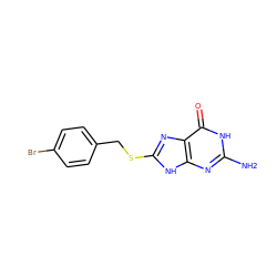 Nc1nc2[nH]c(SCc3ccc(Br)cc3)nc2c(=O)[nH]1 ZINC000653858598