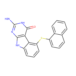 Nc1nc2[nH]c3cccc(Sc4cccc5ccccc45)c3c2c(=O)[nH]1 ZINC000098208031