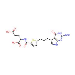 Nc1nc2[nH]cc(CCCc3ccc(C(=O)N[C@@H](CCC(=O)O)C(=O)O)s3)c2c(=O)[nH]1 ZINC000034504952