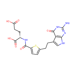 Nc1nc2[nH]cc(CCc3ccc(C(=O)N[C@@H](CCC(=O)O)C(=O)O)s3)c2c(=O)[nH]1 ZINC000006142443