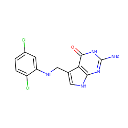 Nc1nc2[nH]cc(CNc3cc(Cl)ccc3Cl)c2c(=O)[nH]1 ZINC000013863050