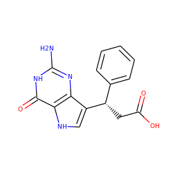 Nc1nc2c([C@@H](CC(=O)O)c3ccccc3)c[nH]c2c(=O)[nH]1 ZINC000013798480