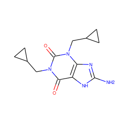 Nc1nc2c([nH]1)c(=O)n(CC1CC1)c(=O)n2CC1CC1 ZINC000003781835