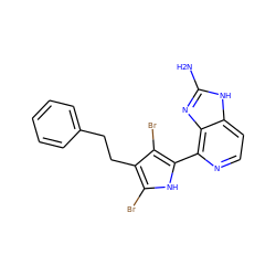 Nc1nc2c(-c3[nH]c(Br)c(CCc4ccccc4)c3Br)nccc2[nH]1 ZINC000045286602