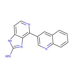 Nc1nc2c(-c3cnc4ccccc4c3)nccc2[nH]1 ZINC000095580529