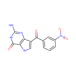 Nc1nc2c(C(=O)c3cccc([N+](=O)[O-])c3)c[nH]c2c(=O)[nH]1 ZINC000038242713