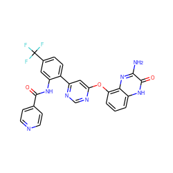 Nc1nc2c(Oc3cc(-c4ccc(C(F)(F)F)cc4NC(=O)c4ccncc4)ncn3)cccc2[nH]c1=O ZINC000044406495