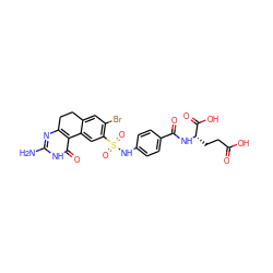 Nc1nc2c(c(=O)[nH]1)-c1cc(S(=O)(=O)Nc3ccc(C(=O)N[C@@H](CCC(=O)O)C(=O)O)cc3)c(Br)cc1CC2 ZINC000027097875