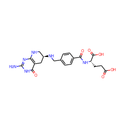 Nc1nc2c(c(=O)[nH]1)C[C@H](NCc1ccc(C(=O)N[C@@H](CCC(=O)O)C(=O)O)cc1)CN2 ZINC000013820127