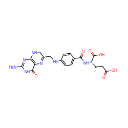 Nc1nc2c(c(=O)[nH]1)N=C(CNc1ccc(C(=O)N[C@@H](CCC(=O)O)C(=O)O)cc1)CN2 ZINC000004228265