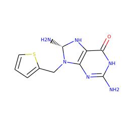 Nc1nc2c(c(=O)[nH]1)N[C@@H](N)N2Cc1cccs1 ZINC000027746934