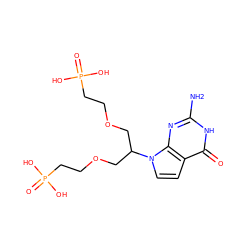 Nc1nc2c(ccn2C(COCCP(=O)(O)O)COCCP(=O)(O)O)c(=O)[nH]1 ZINC001772574866