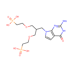 Nc1nc2c(ccn2CC(COCCP(=O)(O)O)COCCP(=O)(O)O)c(=O)[nH]1 ZINC001772581112