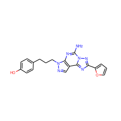 Nc1nc2c(cnn2CCCc2ccc(O)cc2)c2nc(-c3ccco3)nn12 ZINC000000841354