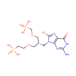 Nc1nc2c(nc(Br)n2C[C@H](COCCP(=O)(O)O)COCP(=O)(O)O)c(=O)[nH]1 ZINC001772602800