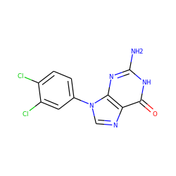 Nc1nc2c(ncn2-c2ccc(Cl)c(Cl)c2)c(=O)[nH]1 ZINC000001745835