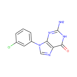 Nc1nc2c(ncn2-c2cccc(Cl)c2)c(=O)[nH]1 ZINC000001745762