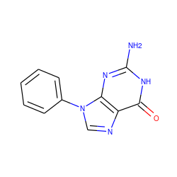 Nc1nc2c(ncn2-c2ccccc2)c(=O)[nH]1 ZINC000001628314