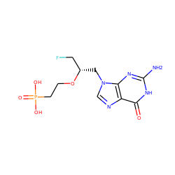 Nc1nc2c(ncn2C[C@@H](CF)OCCP(=O)(O)O)c(=O)[nH]1 ZINC000096283604