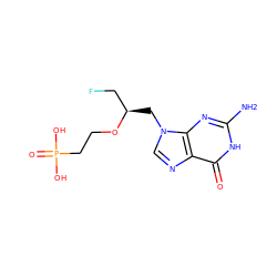 Nc1nc2c(ncn2C[C@H](CF)OCCP(=O)(O)O)c(=O)[nH]1 ZINC000096283605