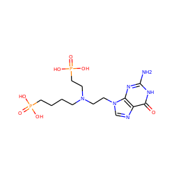 Nc1nc2c(ncn2CCN(CCCCP(=O)(O)O)CCP(=O)(O)O)c(=O)[nH]1 ZINC000299858952