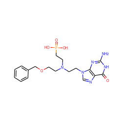 Nc1nc2c(ncn2CCN(CCOCc2ccccc2)CCP(=O)(O)O)c(=O)[nH]1 ZINC000473088495