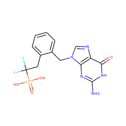 Nc1nc2c(ncn2Cc2ccccc2CC(F)(F)P(=O)(O)O)c(=O)[nH]1 ZINC000002014086