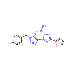 Nc1nc2c(nnn2Cc2ccc(F)cc2)c2nc(-c3ccco3)nn12 ZINC000026571229