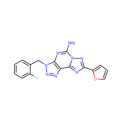 Nc1nc2c(nnn2Cc2ccccc2F)c2nc(-c3ccco3)nn12 ZINC000026572912