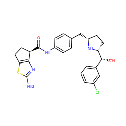 Nc1nc2c(s1)CC[C@H]2C(=O)Nc1ccc(C[C@@H]2CC[C@H]([C@H](O)c3cccc(Cl)c3)N2)cc1 ZINC000103252163