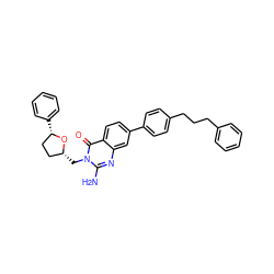 Nc1nc2cc(-c3ccc(CCCc4ccccc4)cc3)ccc2c(=O)n1C[C@@H]1CC[C@H](c2ccccc2)O1 ZINC000653710282